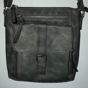faux leather grey cross-body bag
